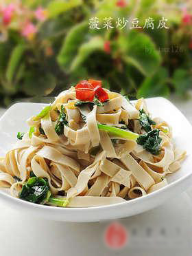 菠菜炒豆腐皮